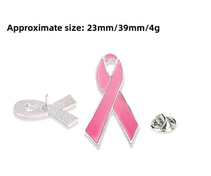 Détails de la broche ruban rose de sensibilisation au cancer du sein avec fermoir papillon