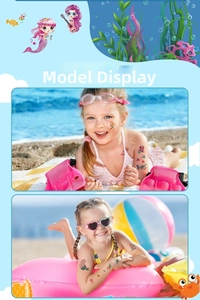 Waterproof cartoon mermaid tattoos on children models at the beach with sea creatures