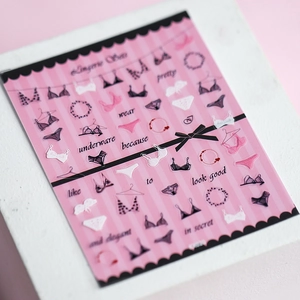 Lingerie Theme Stereoscopic Embossed Nail Art Stickers Ultra Thin Adhesive Decals Bra Panty Designs DIY Manicure Decoration