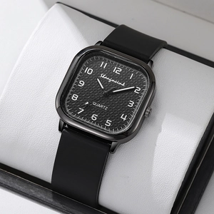 Women Square Quartz Watch Alloy Case Silicone Strap Grid Texture Dial Vintage Analog Wristwatch Fashion Elegant Timepiece