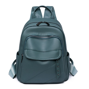 Backpack Women PU Leather Multi Pocket Waterproof Large Capacity Rivet Fashion Casual Travel College School Bag