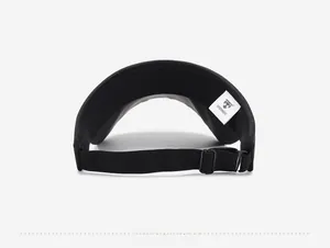 Detail view of the black sun visor back with adjustable drawstring and toggle buckle