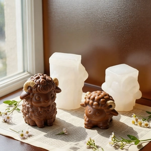 DIY silicone mold set for 3D sheep-shaped candles and plaster crafts with wool texture