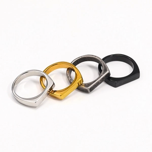 Minimalist Geometric Flat Top Ring Titanium Steel Polished Signet Band For Men Women Couple Fashion Jewelry