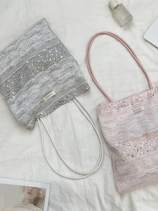 Grand sac cabas élégant en dentelle violette à paillettes avec bandoulière pour femme