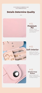 Pink jewelry box detail with premium PU leather texture and bead velvet interior lining
