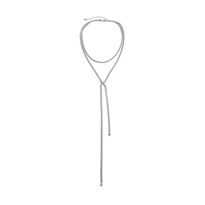 Detailansicht der minimalistischen silbernen Schlangenkette mit Y-Quastenanhänger