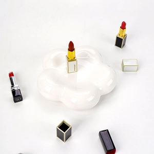 Minimalist white ceramic flower storage tray for jewelry and photography props