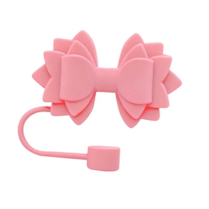 Copertura in silicone rosa a fiocco per cannuccia da 10mm, accessorio creativo antipolvere