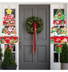 Weihnachts-Türbanner für den Außenbereich mit Weihnachtsmann und Schneemann an grauen Türen