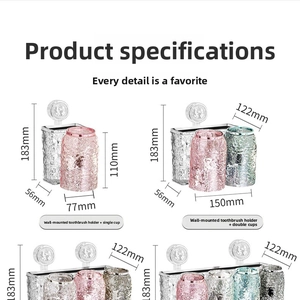 Detailed size specifications for wall-mounted toothbrush holder with colorful cups