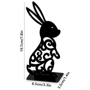 Detailed dimensions of the black hollow rabbit acrylic Easter desk ornament decoration