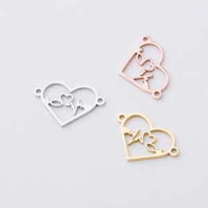 Heart Heartbeat ECG Pendant Connector 304 Stainless Steel For DIY Bracelet Necklace Jewelry Making Minimalist Accessories