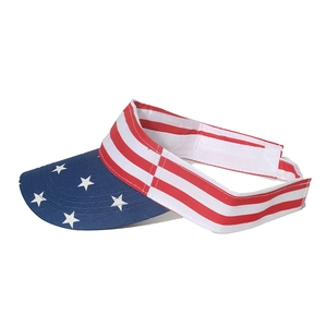 USA flag style open top sun visor hat with stars and red stripes for outdoor sports