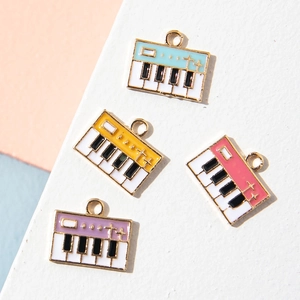 Piano Keyboard Musical Instrument Charms Enamel Alloy DIY Bracelet Necklace Earring Jewelry Making Accessories Cute Colorful