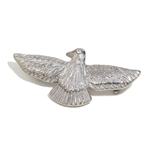 Broche aigle en acier inoxydable plaqué or 18K avec ailes déployées et œil en zircon