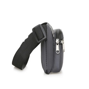Waterproof multi-pocket sports waist bag in dark grey with durable multi-layer design
