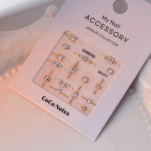 Exquisite gold nail art charms with crystals for Valentine's designs, MJ-011 series set