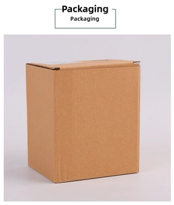Brown corrugated cardboard shipping box for gnome ornaments with delivery label