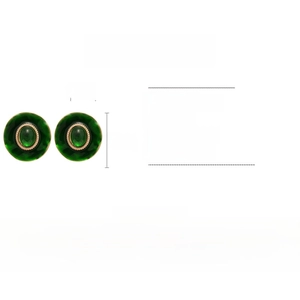 Détails des boucles d'oreilles rondes en résine verte avec tiges en argent S925