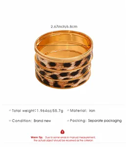 Detailed size and weight specs for vintage leopard print gold bangles set of three