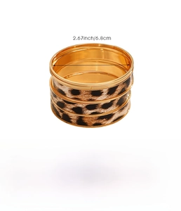 Detailed size and weight specs for vintage leopard print gold bangles set of three