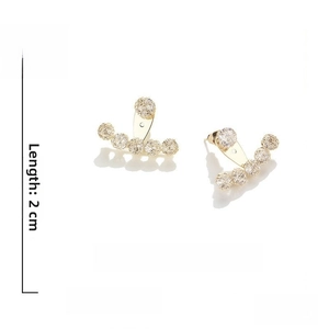 Detail showing gold mesh rhinestone earrings dimensions 2x2.7cm and 925 silver needle