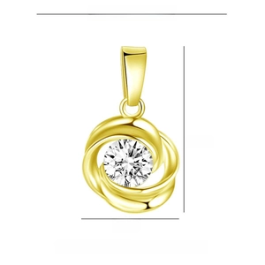 Detailed view of copper gold plated pendant with white zircon and 16mm size parameter