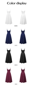 Vertical display showing white, blue, black, and red elegant v-neck lace-up strap maxi dresses