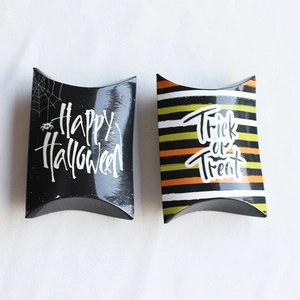 Halloween pillow gift boxes with Happy Halloween and Trick or Treat creative designs