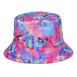 Chapeau bob tie-dye coloré avec imprimé papillon pour protection solaire et voyage