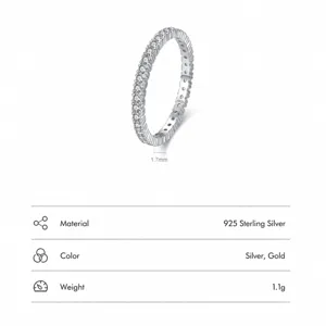 Anello eternity minimalista in argento sterling S925 con pavé completo di zirconi cubici