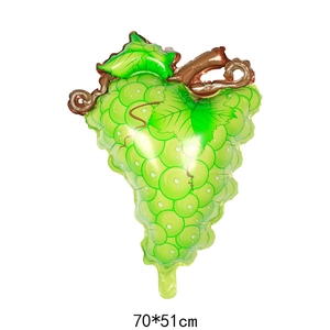 Detailed view of a 70x51cm green grape shaped foil balloon for party decorations