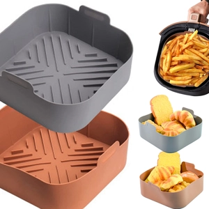 Bandeja De Silicona Para Freidora De Aire Cuadrada Revestimiento Reutilizable Resistente Al Calor Con Asas Para Horno