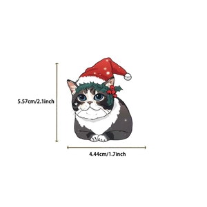Vista dettagliata di un adesivo gatto di Natale con misure precise delle dimensioni