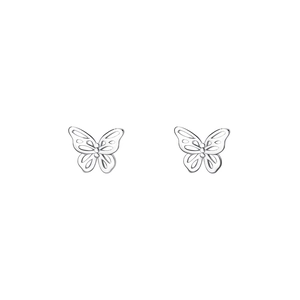 Elegant S925 sterling silver butterfly stud earrings with polished metallic finish