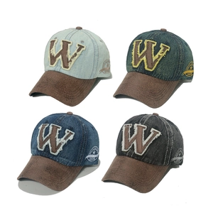 Cappello Da Baseball In Denim Lavato Ricamo Lettera W Tesa In Ecopelle Cappello Da Sole Retrò Streetwear