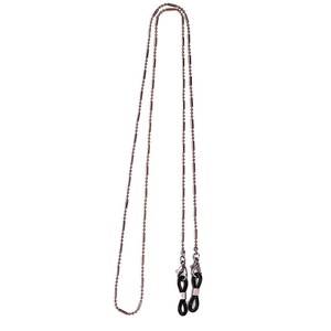Vintage bronze beaded eyewear chain featuring metal tubes and anti-slip rubber loops