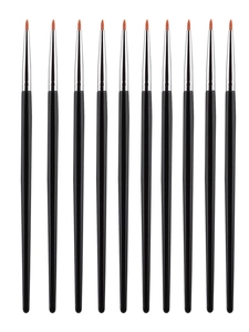 Detailed set of 10 precision eyeliner brushes with fine synthetic bristles and black handles