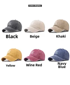Matrix view showing six vintage washed cotton baseball caps with small bear embroidery