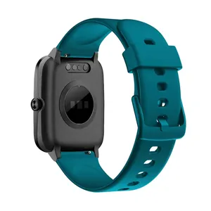 Deep lake blue 19mm silicone strap for ID205L smartwatch with magnetic charging port