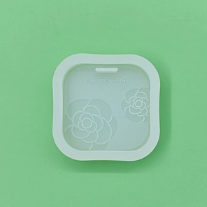 Light blue silicone camellia mold for DIY aroma stones with carved Aroma Stone text