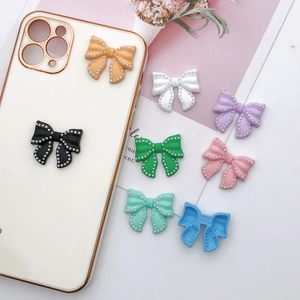 Bowknot Charms DIY Alloy Spray Painted Bow Accessories With Artificial Pearl For Phone Case Hair Decoration Sweet