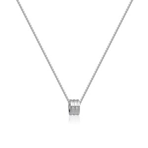 Titanium steel waist pendant necklace with box chain and silver stacked rings