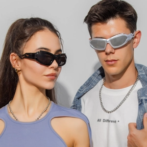 Cyberpunk Sports Sunglasses PC UV400 Protection Futuristic Y2K Hollow Wavy Temples Unisex Fashion Eyewear
