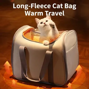 Portable Pet Carrier Bag Breathable Mesh Oxford Cloth Soft Sided Travel Tote Winter Warm Plush Liner For Cats Small Dogs