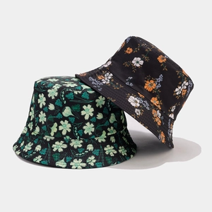 Reversible Floral Print Bucket Hat Polyester Sun Protection Foldable Outdoor Travel Casual For Men Women