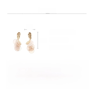 Detail specifications of geometric shell tassel earrings with size and weight info