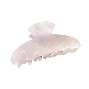 Iridescent pearlescent acrylic hair claw clip with pink marble finish for women