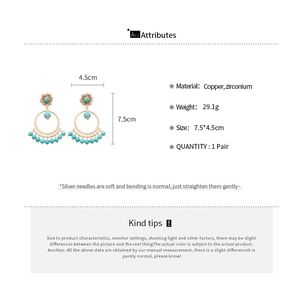Detailed size and material guide for vintage turquoise tassel stud earrings in gold